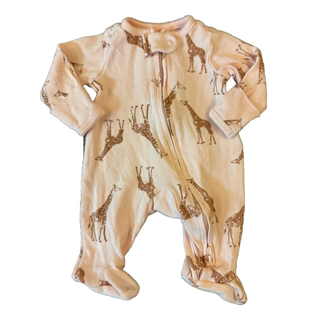 Child of Mine Baby Girl Preemie Giraffe Sleeper Outfit Zipper Pink Reborn‎ Doll